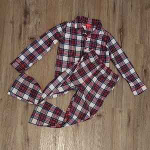 Family Pajamas Kids Plaid Pajama Set - Red, Blue, and White